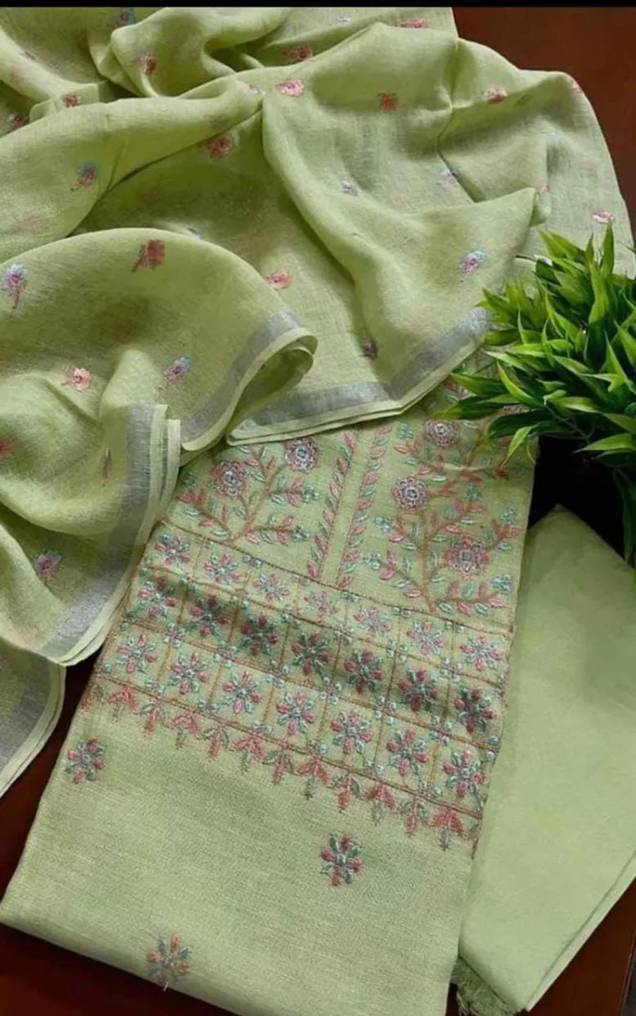 Premium Cotton Linen Dress Material Set - 3 Piece Set